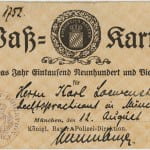 Loewenstein's Bavarian pass (stamped), issued August 12, 1914