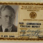 Loewenstein's War Department pass, issued August 2, 1948